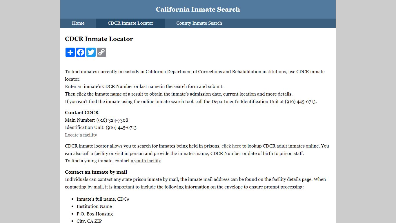 CDCR Inmate Locator - California Inmate Search